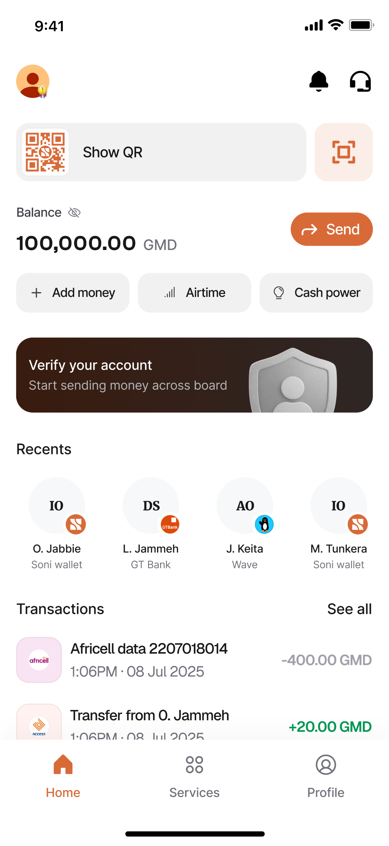 Soni Wallet mobile app